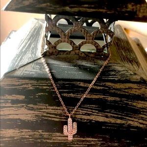 Rose Gold Pave Cactus Necklace